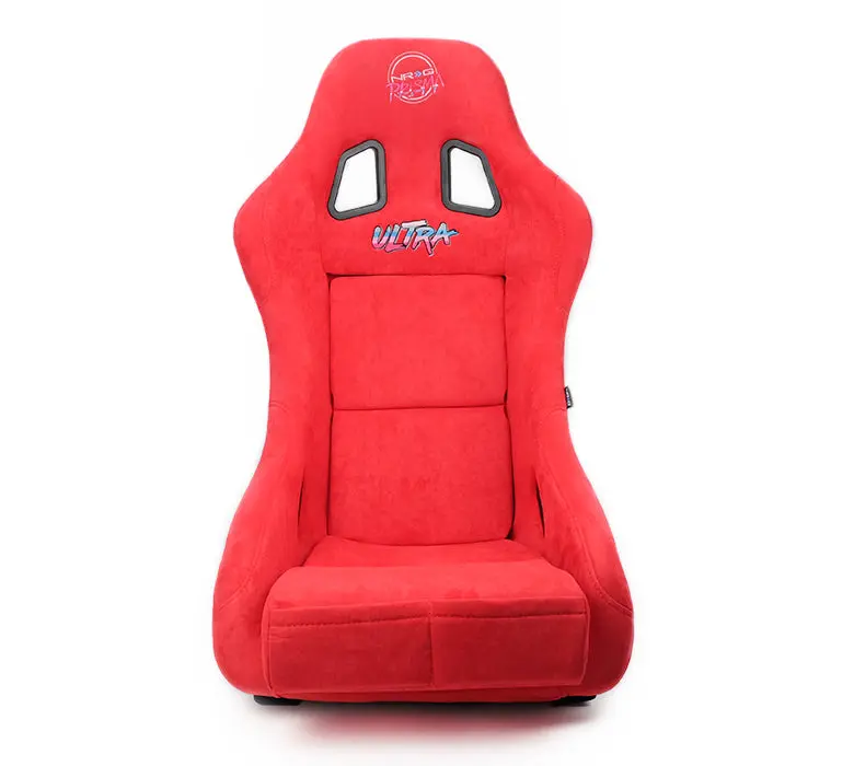 Nrg Frp Fiberglass Bucket Seat Ultra Edition With Peralized Back, Red Alcantara Material, Phone Pockets And Special Ultra Embroidery (Medium) - Frp-303Rd-Ultra 1