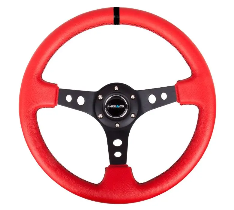 Nrg Reinforced Steering Wheel - 350Mm Sport Steering Wheel (3" Deep) Black Spoke With Suede Finish And Black Stitch - Rst-006Rr-Bs-B 1