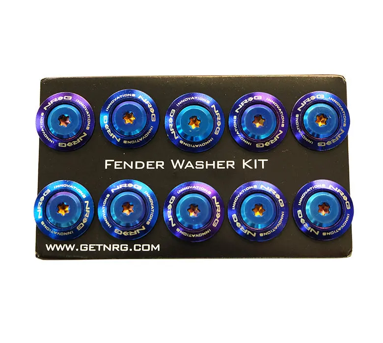 Nrg Fender Washer Kit, Set Of 10, Thin Washers Titanium Burn With Real Titanium Bolts, Rivets For Plastic - Fw-200Tt 1