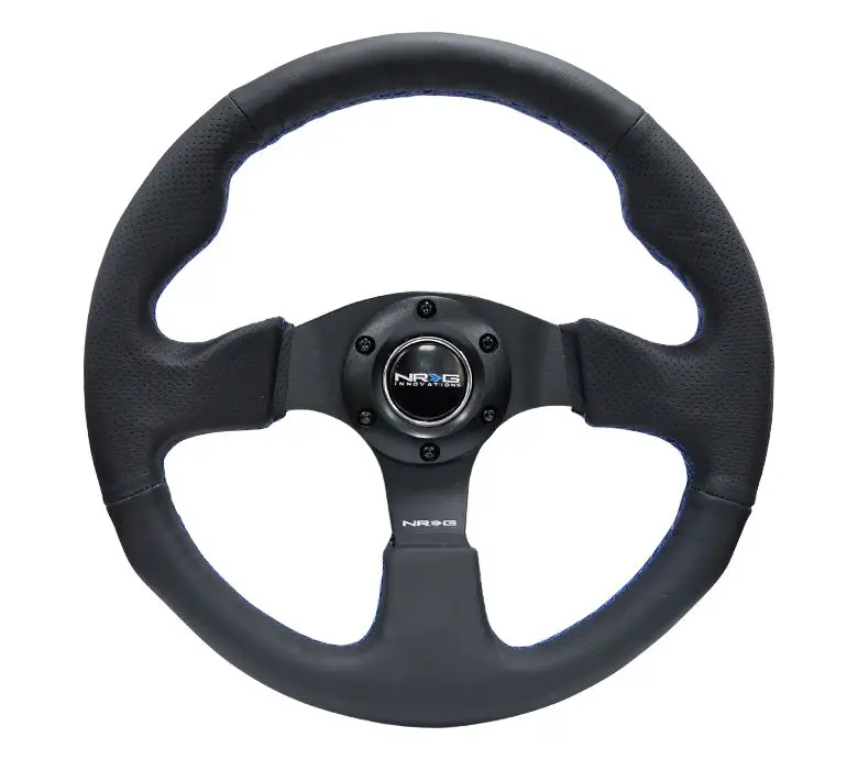 Nrg Reinforced Steering Wheel - Leather Steering Wheel 320Mm W/ Blue Stitch - Rst-012R-Bl 1