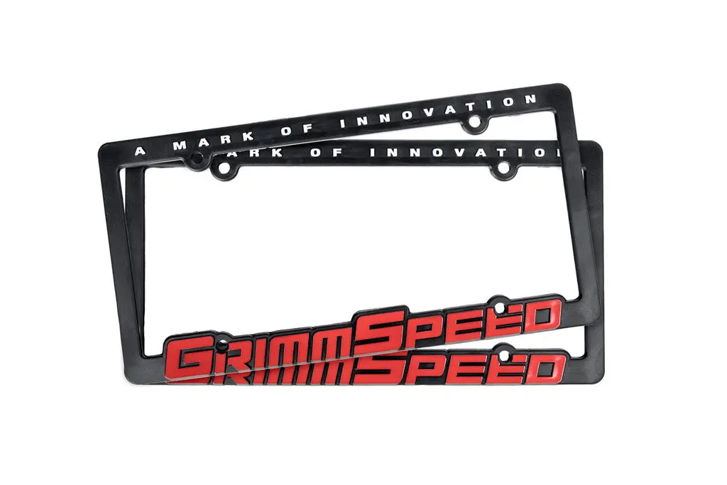Grimmspeed License Plate Frames - Grimmspeed Red Text (Pair) - 111050 1