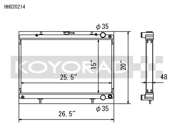 Koyo Radiator - Nissan 89-93 Skyline Gt-R/Gt-S 2.6L (T)/88-94 Cefiro 2.0L (T)/89-93 Laurel 2.0L (T) - Hh020214 2