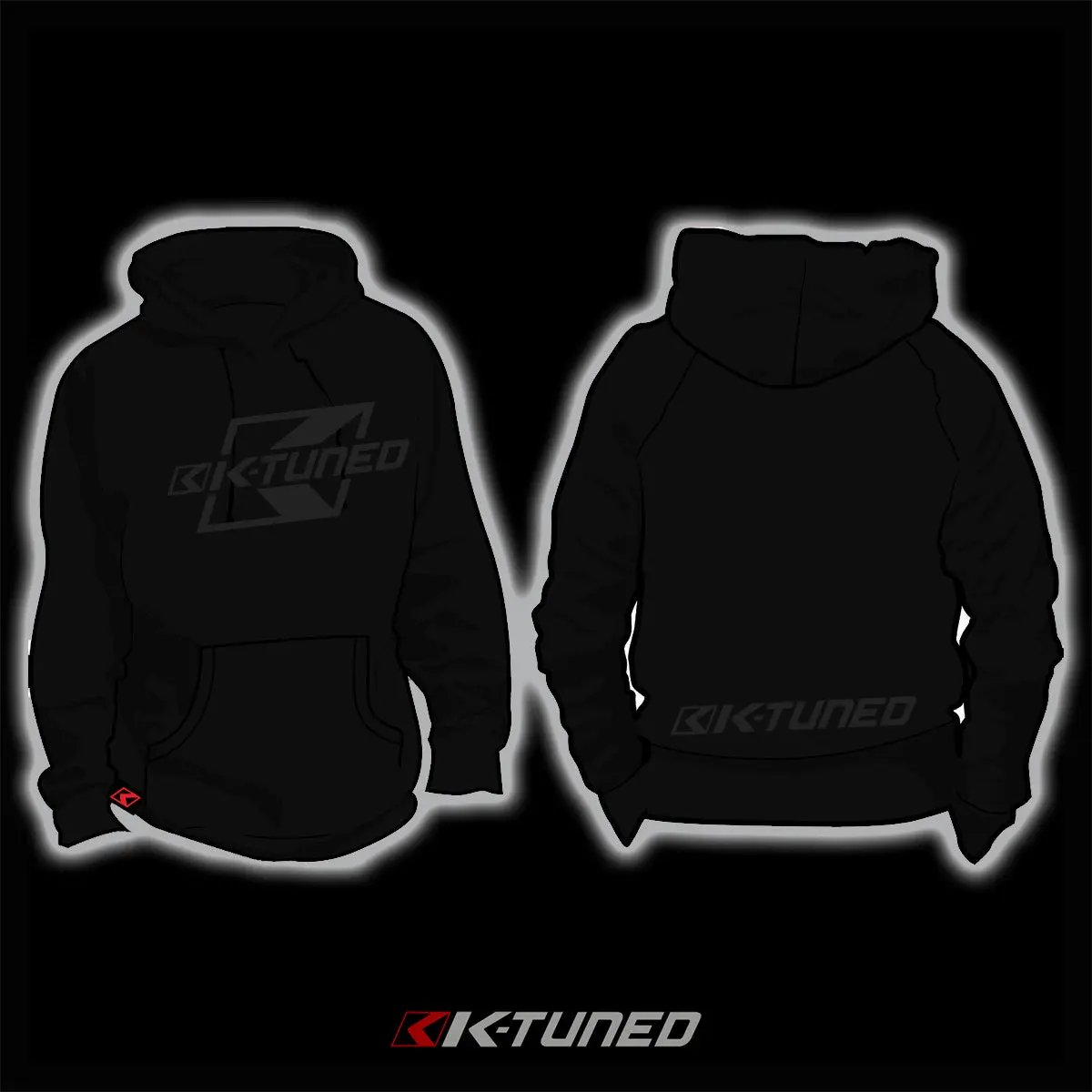 K-Tuned Hoodie/Pullover - Large (Grey On Black) - Ktd-Hd3-L 1