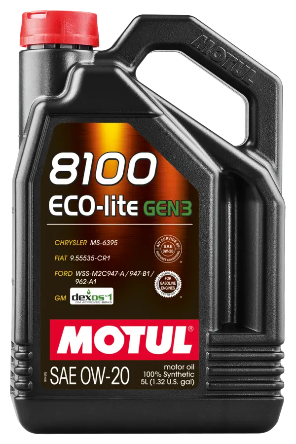 Motul 8100 0W20 Eco-Lite Motor Oil - 5L (1.3 Gal.) - Dexos1-Gen3 - 111364 1