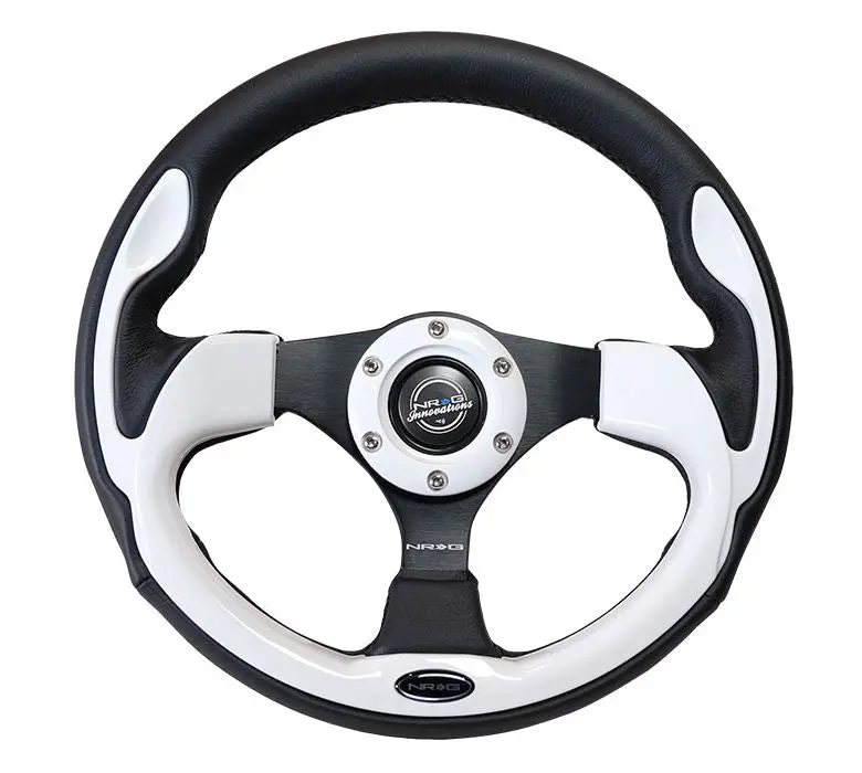 Nrg Reinforced Steering Wheel- 320Mm Sport Steering Wheel W/ White Trim - Rst-001Wt 1