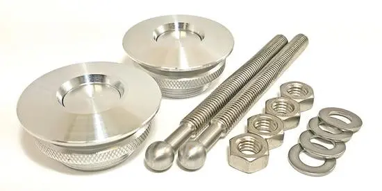 Quik-Latch Ql-38 Series Non-Locking Hood Pin Kits - Machine Aluminum Silver - Ql-38-Lp 1