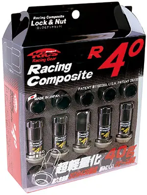 Project Kics Racing Composite R40 Open Lug Nut W/ Locks 16+4 - Black 1