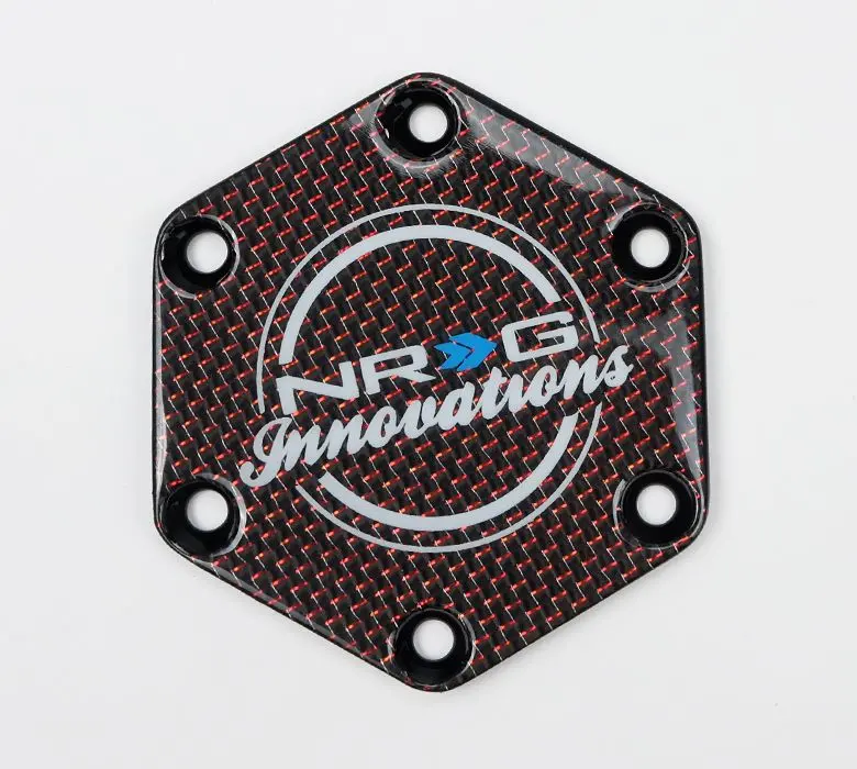 Nrg Carbon Fiber With Red Texalium Fabrics Horn Delete Button Circular Logo Front / Back - Str-640Cf/Rd 1