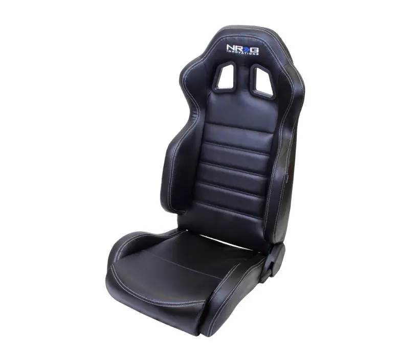 Nrg Reclinable Racing Seat, Black Leather, White Stitching W/ Logo - Rsc-208L/R 1