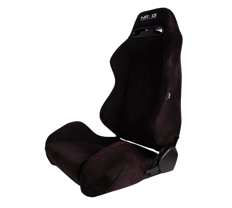 Nrg Type-R Suede Sport Seat Black W/ Red Stitching W/ Logo - Rsc-220L/R 1