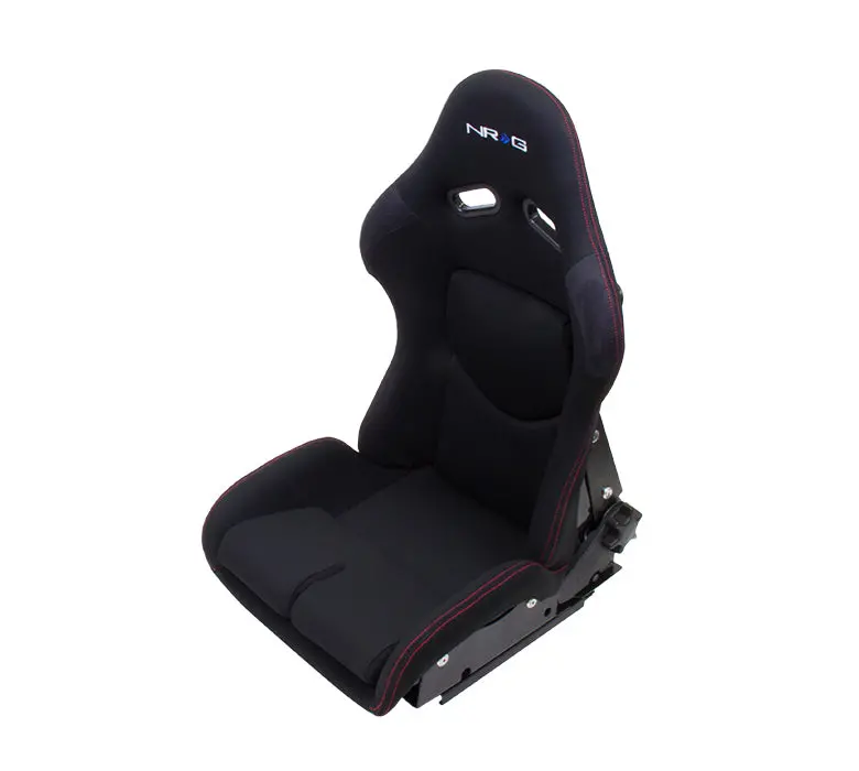 Nrg Reclinable Frp Fiberglass Bucket Seat, Black Cloth, Red Stitching With Black Backing ( One Piece) - Rsc-400Bk 1