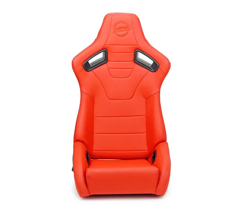 Nrg Omega Reclined Seat With Large Side Support Red Vegan Leather With Black Carbon Vinyl Back With Embossed Nrg Logo( Price Showned In Pairs) - Rsc-750Rd/Bk L/R 1