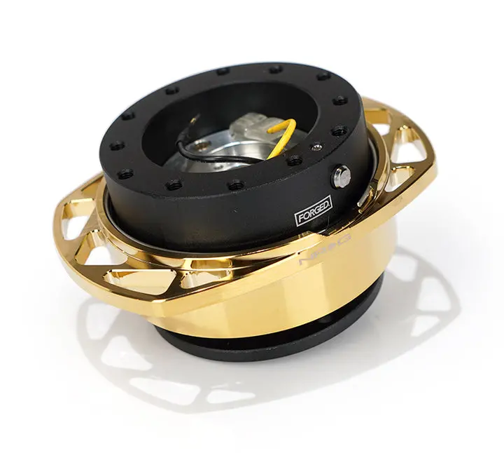Nrg Quick Release Race Handle - Black Body / Chrome Gold Cutout  Ring - Srk-257Bk-Cg 1