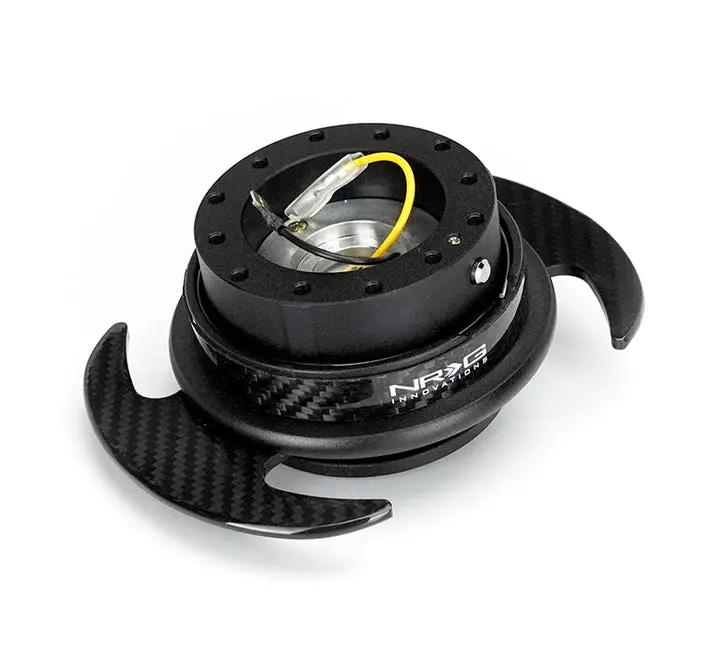 Nrg Quick Release 3.0 - Black Body/Carbon Figer Trim Ring W/ Carbon Fiber Handles - Srk-650Cf-1 1