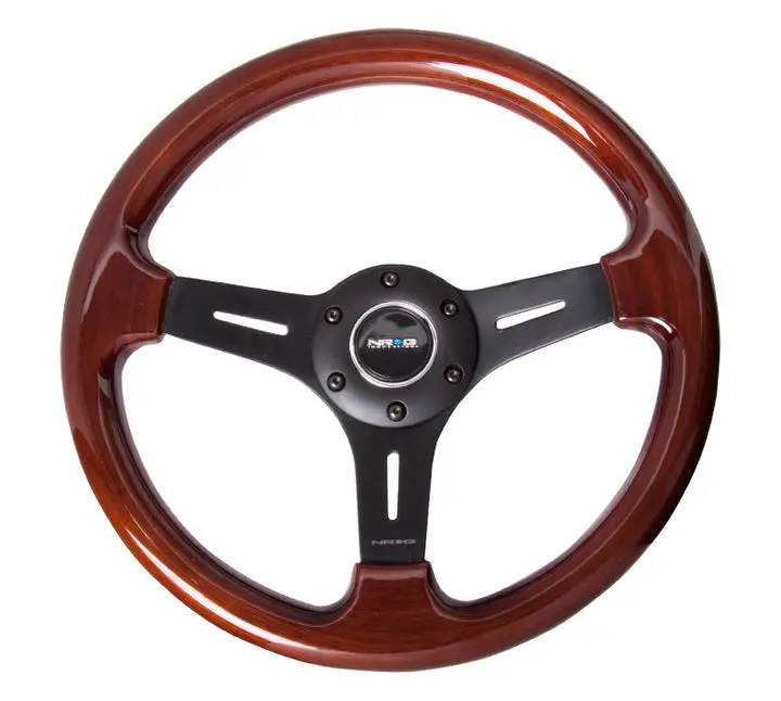 Nrg Classic Wood Grain Wheel, 330Mm, 3 Spoke Center In Matte Black - St-015-1Bk 1