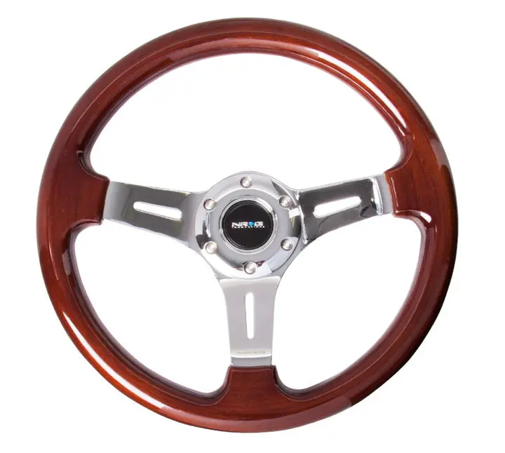 Nrg Classic Wood Grain Wheel, 330Mm, 3 Spoke Center In Chrome - St-015-1Ch 1