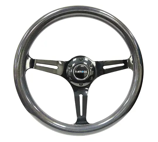 Nrg "Chameleon" Classic Wood Grain Wheel- 350Mm 3 Black Spokes- Pearlescent Paint Grip - St-015Bc-Cn 1