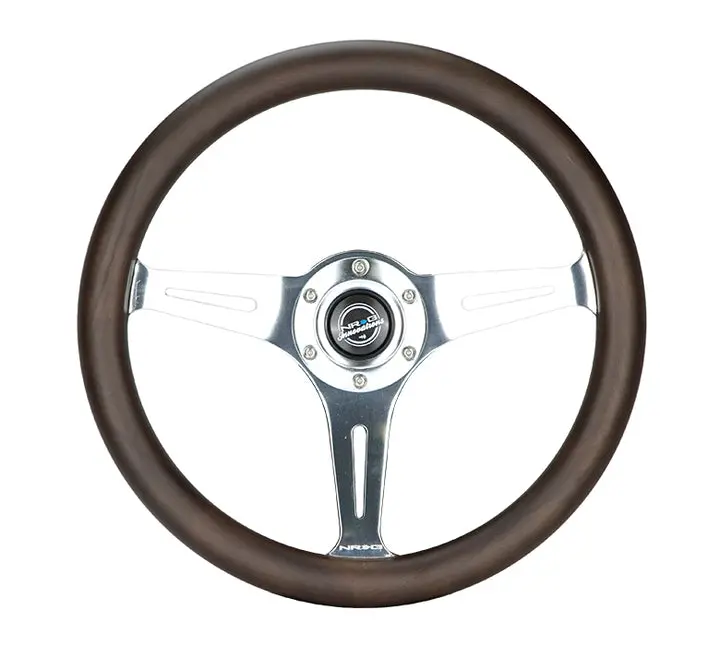 Nrg Classic Wood Grain Wheel - 350Mm 3 Chrome Silver Spokes, Oak Color Wood - St-015Sl-Oak 1