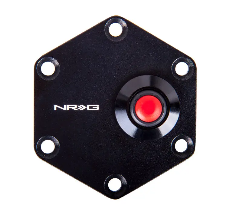 Nrg Hexagnal Style Black Ring W/ Horn Button - Str-600Bk 1