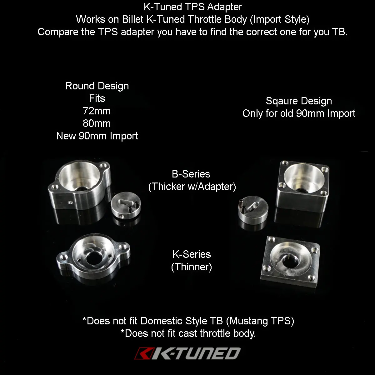 K-Tuned Tps Adapter (Only Fits Billet K-Tuned Tb) - B-Series Tps (Roundflange) - Ktd-Tb8-Bsa 1