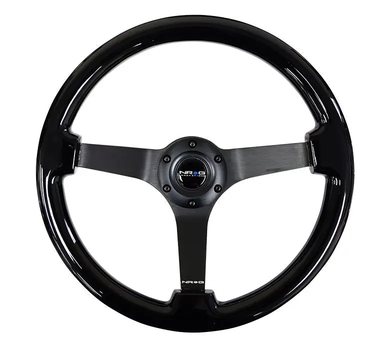 Nrg Reinforced Steering Wheel - Classic Black Wood Grain Wheel (3" Deep), 350Mm, 3 Solid Spoke Center In Black Chrome - Rst-036Bk-Bk 1