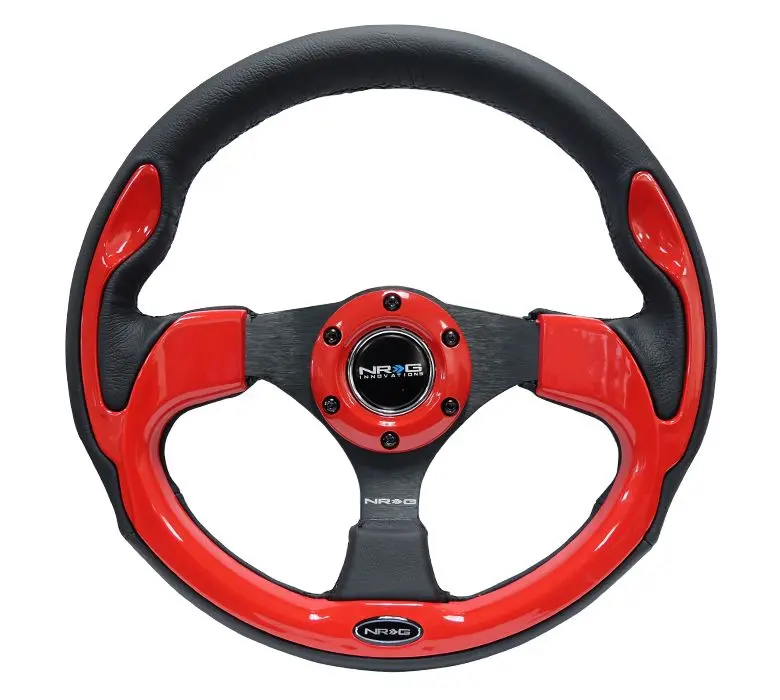 Nrg Reinforced Steering Wheel- 320Mm Sport Steering Wheel W/ Red Trim - Rst-001Rd 1