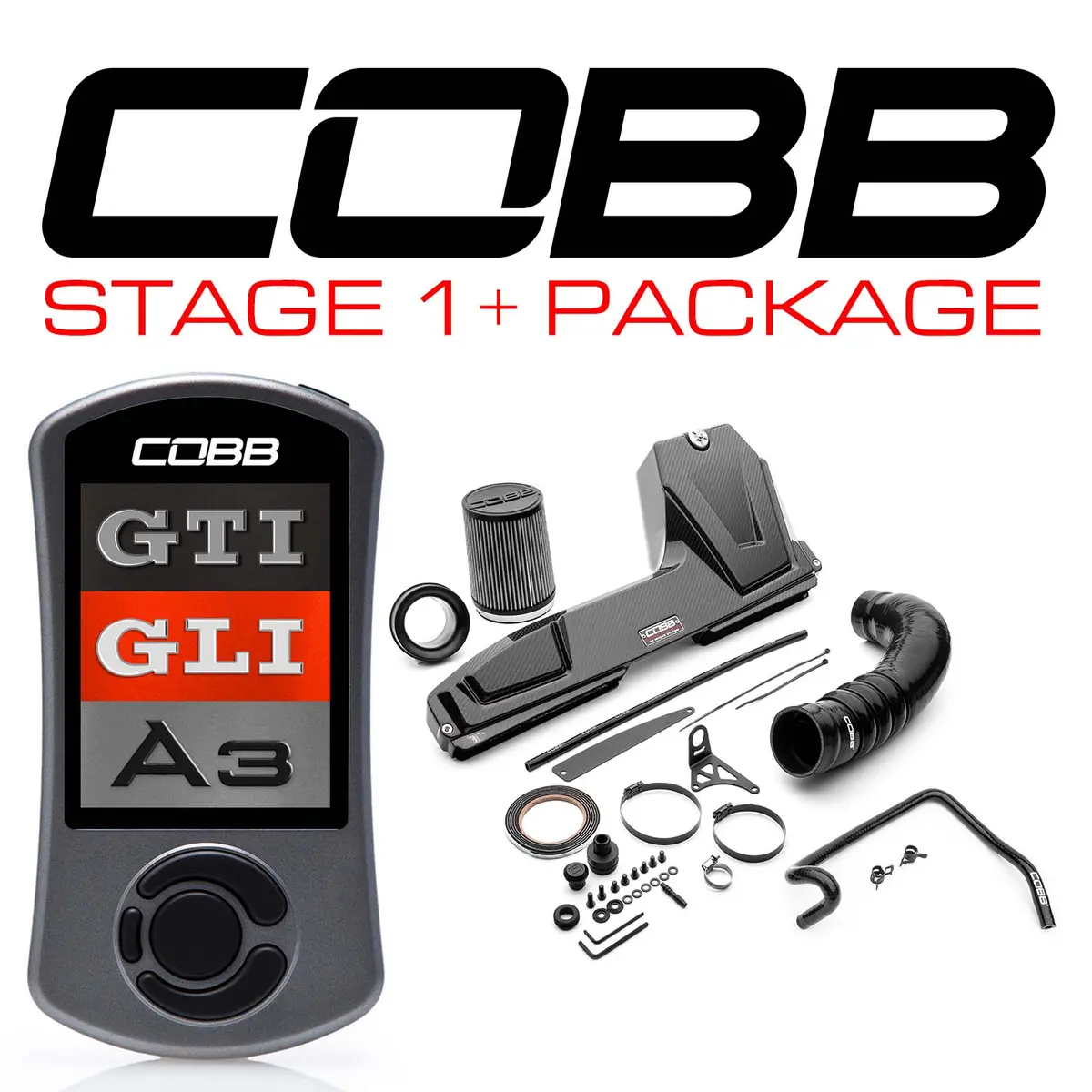 Cobb Tuning  Stage 1 + Redline Carbon Fiber Power Package For Volkswagen (Mk7/Mk7.5) Gti, Jetta (A7) Gli, Audi A3 (8V) - Vlk002011p-Red 1