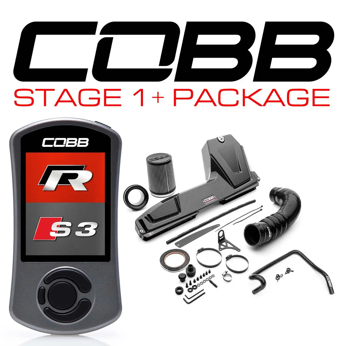 Cobb Tuning  Stage 1 + Redline Carbon Fiber Power Package For Volkswagen  (Mk7 / Mk7.5) Golf R, Audi S3 (8V) - Vlk003001p-Red 1