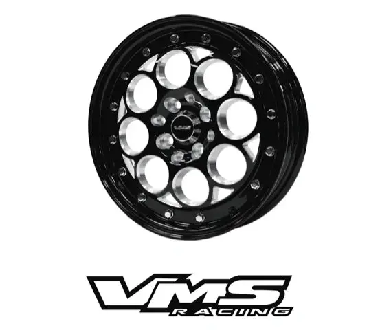 Vms Wheels Revolver 15X3.5 4X100/114.3 +10 Offset Black Milling Black Lip Chrome Rivet Offsets - Vwre010 1