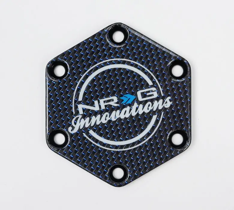 Nrg Carbon Fiber With Blue Texalium Fabrics Horn Delete Button Circular Logo Front / Back - Str-640Cf/Bl 1