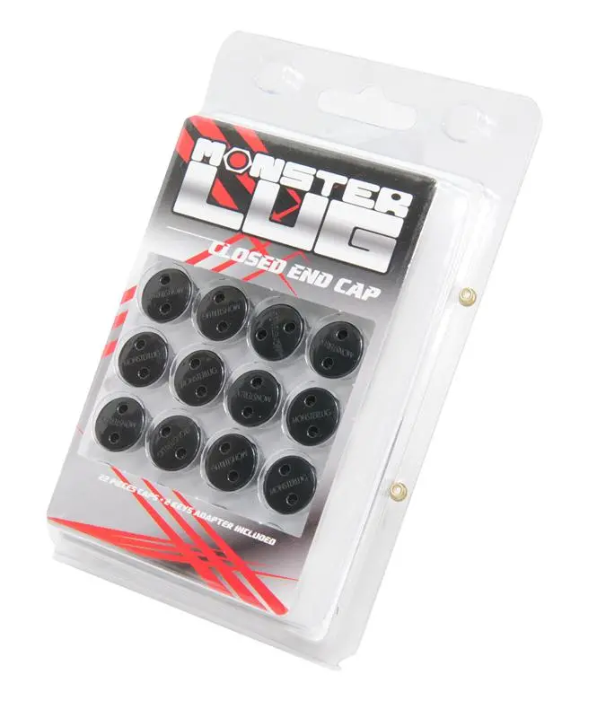 Monster Lug Nut Plastic Caps 20Pcs - M14x1.50 - Black - 33007B 1