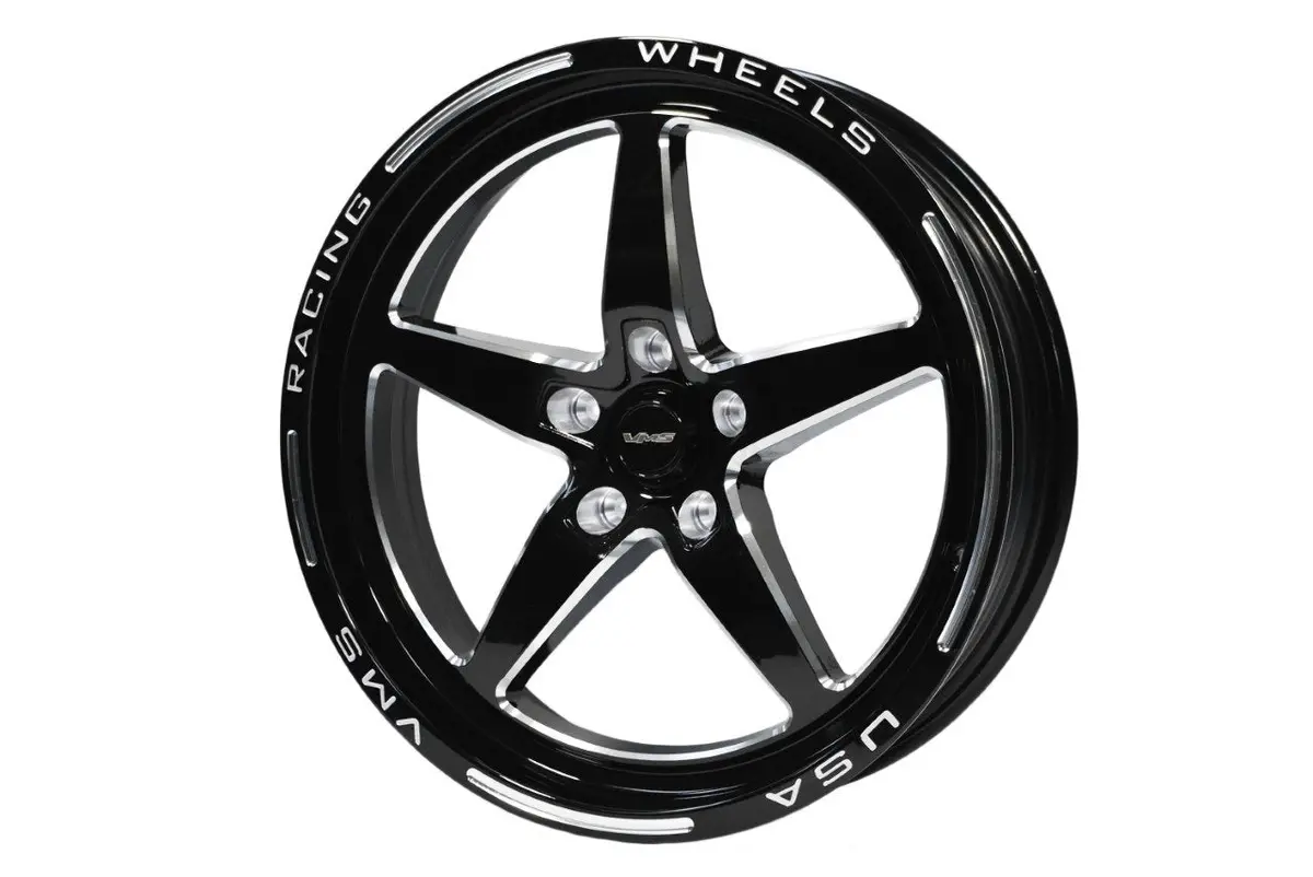 Vms Wheels Star 18X5 5X115 -30 Offset Polished Lip Black Milling Finish - Vwst034 1
