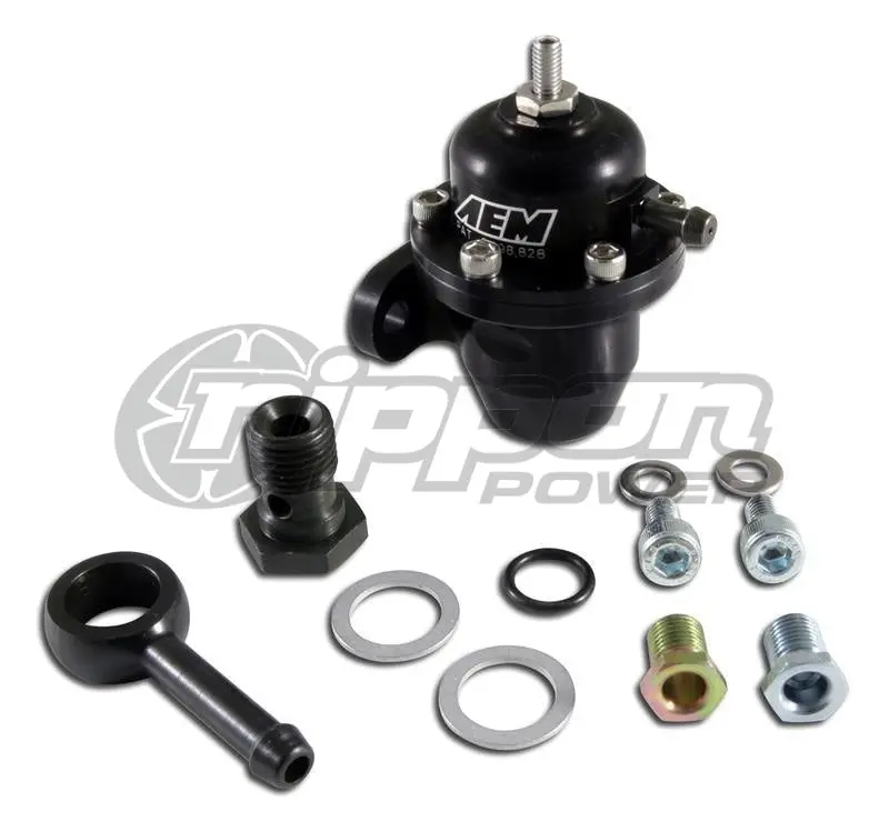 Aem Honda/Acura Adjustable Fuel Pressure Regulator - Offset Flange W/ 90 Deg Return - 25-304Bk 1