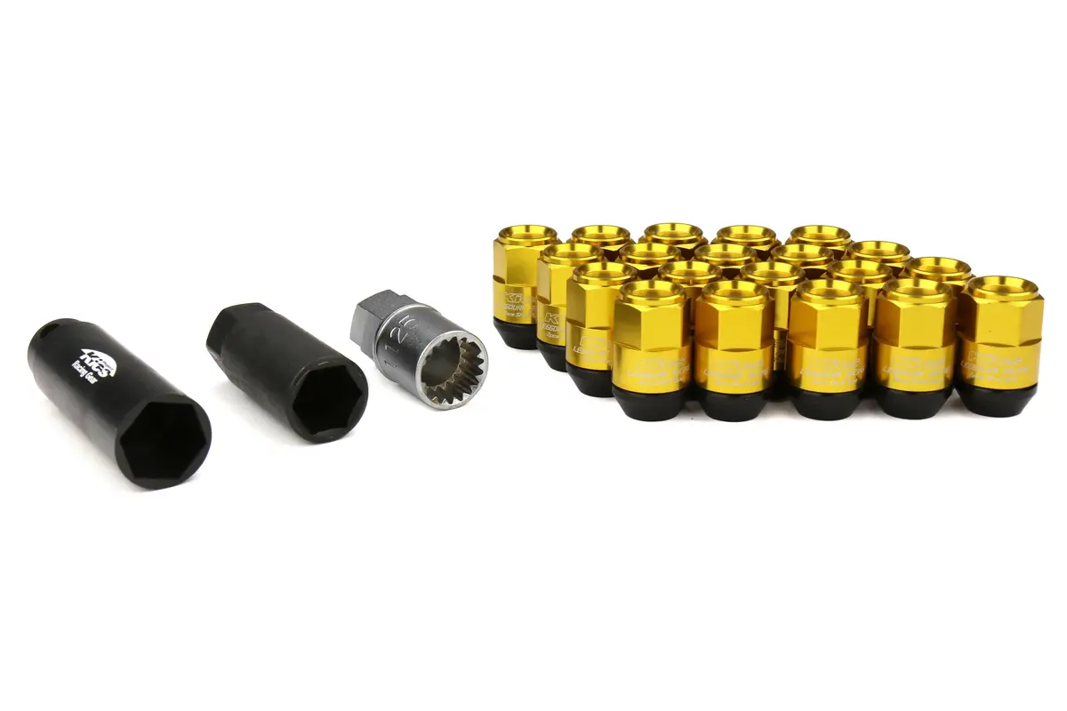 Project Kics Leggdura Racing Shell Type Lug Nut 35Mm Closed-End Look 16 Pcs + 4 Locks 12X1.25 Gold - Wcl3513a 1