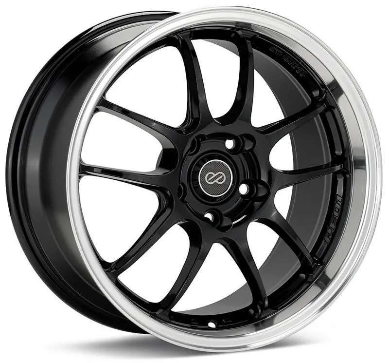 Enkei Pf01ss 17X8 5X114.3 50Mm Offset 75Mm Bore Diameter Gloss Black W/ Machined Lip - 460-780-6550Bkm 1