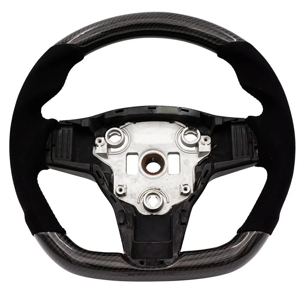 Blox Racing Tesla Model 3 And Y Carbon/Alcantara Steering Wheel Red Stitching - Bxsw-60010-R 1