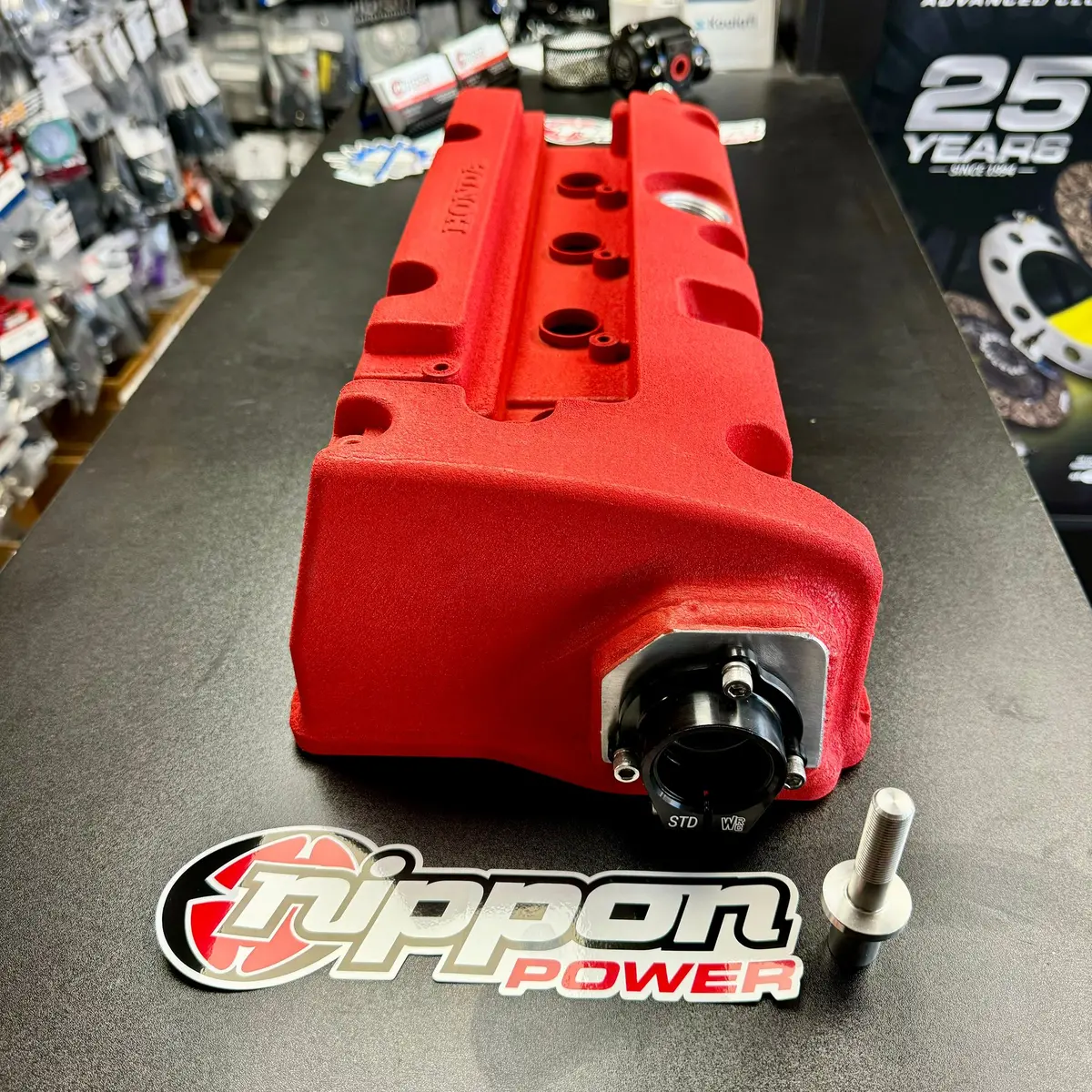 Dry Creation K-Series Valve Cover For Mechanical Fuel Pump - Red - Logo 1