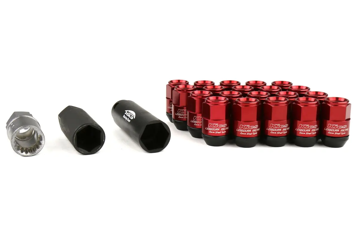 Project Kics Leggdura Racing Shell Type Lug Nut 35Mm Closed-End Look 16 Pcs + 4 Locks 12X1.5 Red - Wcl3511r 1