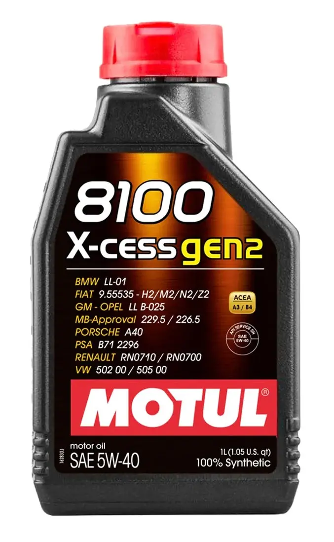 Motul 8100 5W40 X-Cess Gen2 Motor Oil - 1L (1.05Qt) - 110904 1