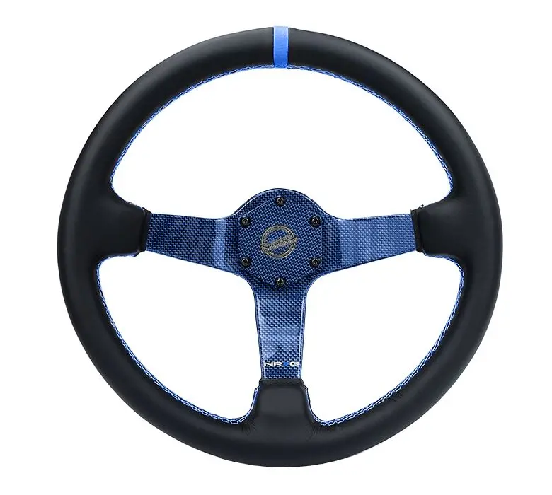 Nrg Carbon Fiber Steering Wheel 350Mm Blue Carbon Fiber, Blue Stiching, Blue Center Mark, Leather - Rst-036Cf-Bl 1