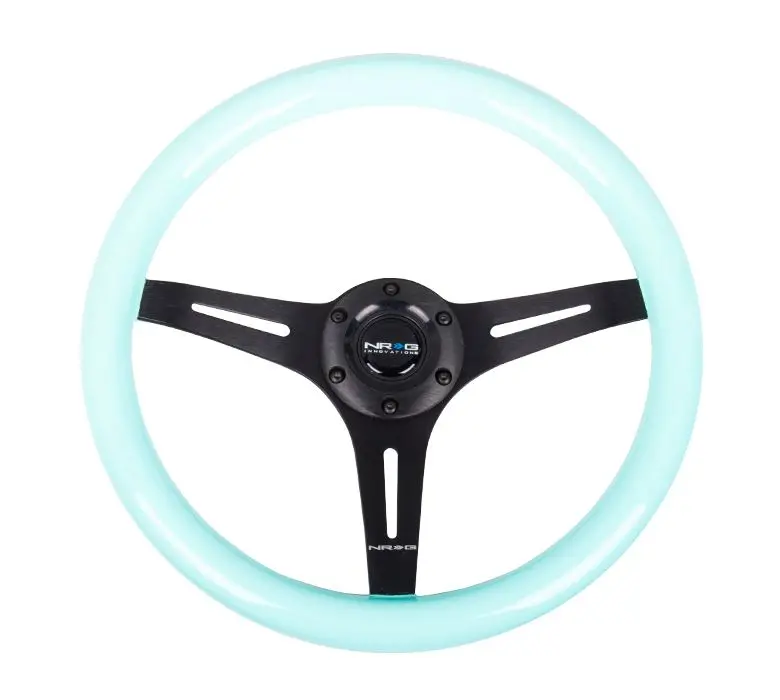 Nrg Classic Wood Grain Wheel, 350Mm 3 Black Spokes-Minty Fresh Color - St-015Bk-Mf 1