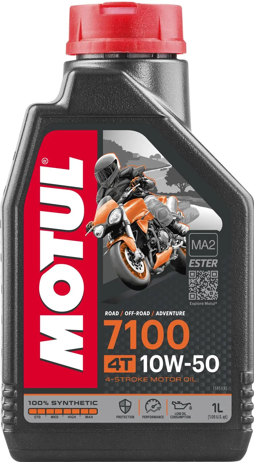 Motul 7100 4T 10W50 4-Stroke Motorcycle Motor Oil - 1L (1.05Qt) - 104097 1