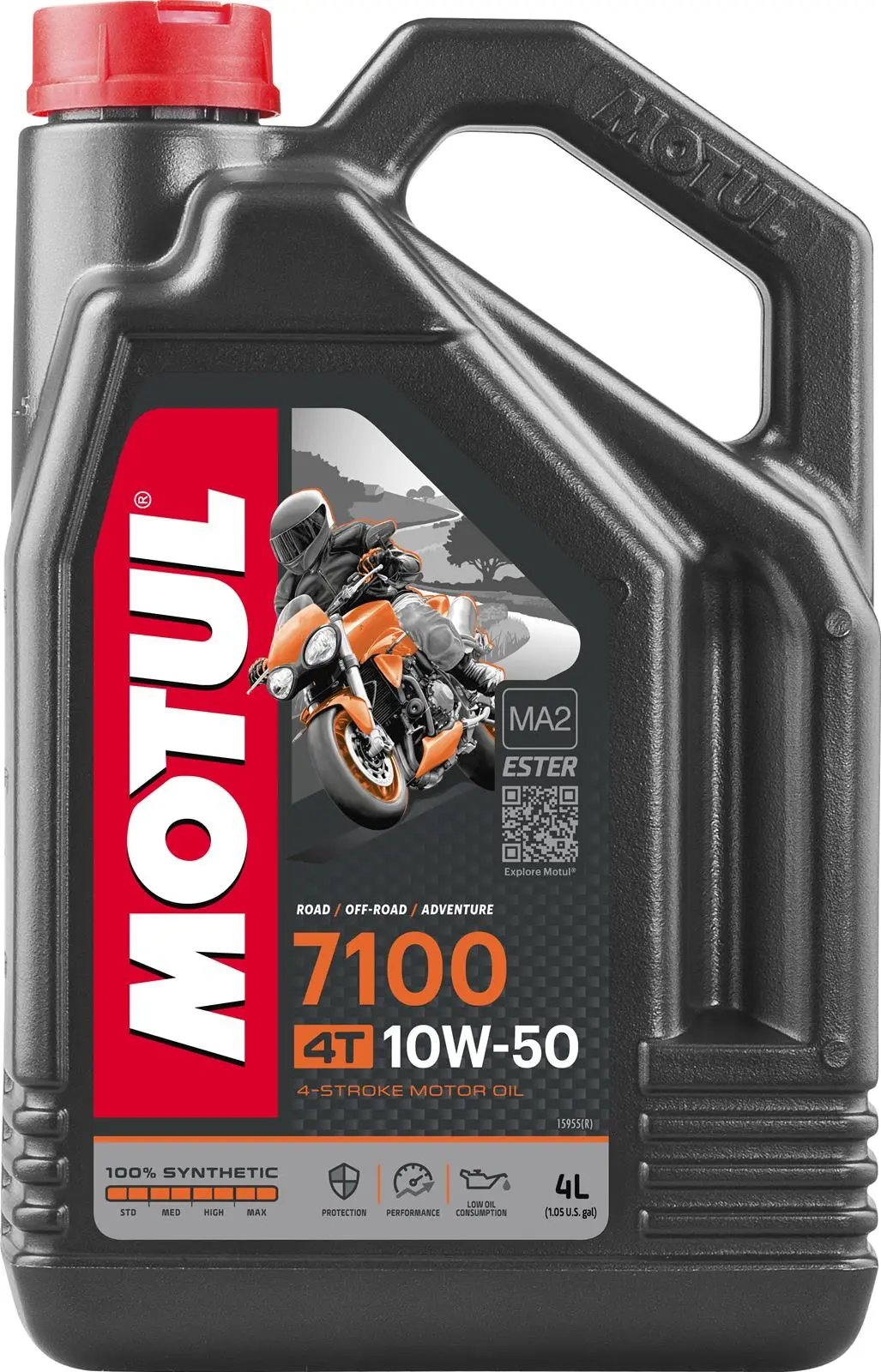Motul 7100 4T 10W50 4-Stroke Motorcycle Motor Oil - 4L (4.20Qt) - 104098 1