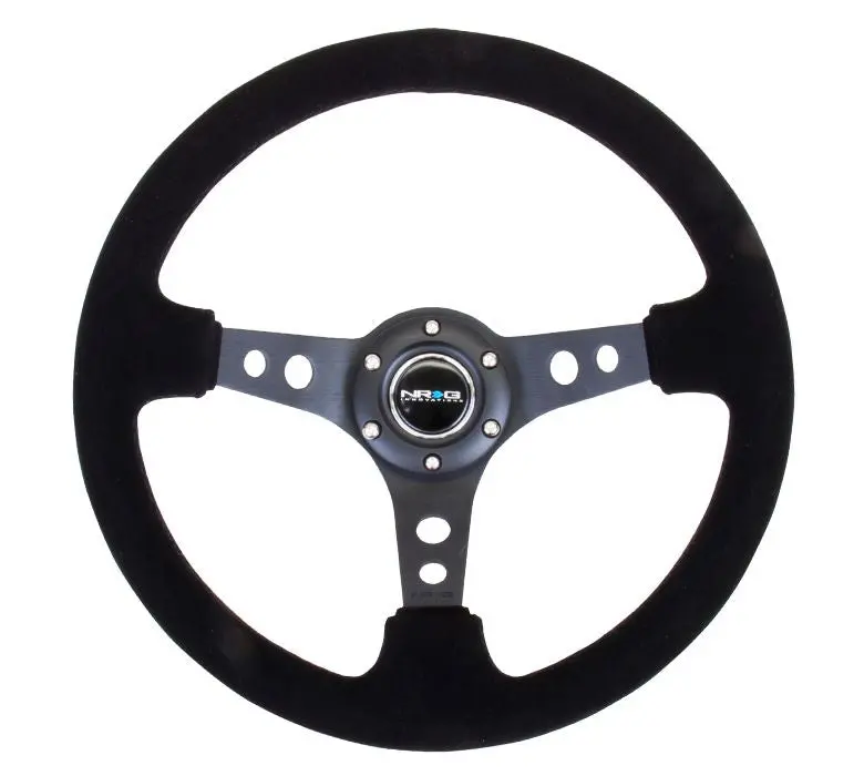 Nrg Reinforced Steering Wheel - 350Mm Sport Steering Wheel (3" Deep) - Black Spoke Suede Black Stitch - Rst-006-S 1