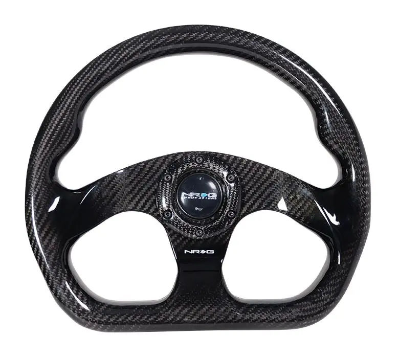 Nrg Shinny Black Carbon Fiber Steering Wheel 320Mm Flat Bottom - St-009Cf/Bk 1