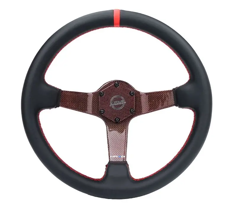 Nrg Carbon Fiber Steering Wheel 350Mm Red Carbon Fiber, Red Stiching, Red Center Mark, Leather - Rst-036Cf-Rd 1