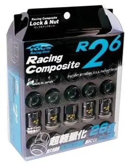 Project Kics Racing Composite R26 Open Lug Nut W/ Locks 16+4 - Black 1