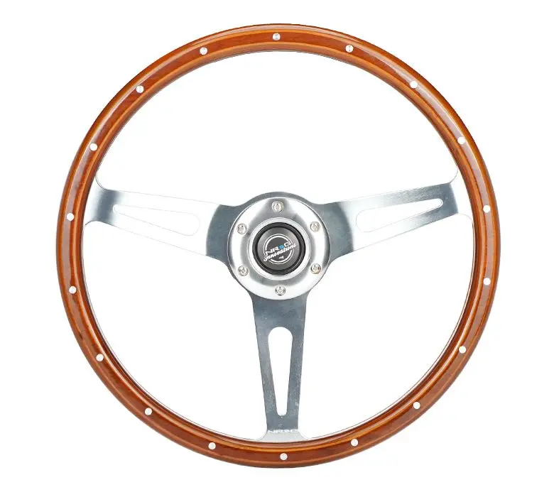 Nrg Reinforced Classic Dark Wood Grain Wheel, 360Mm, 3 Spoke Center In Chrome - Rst-363Sl 1