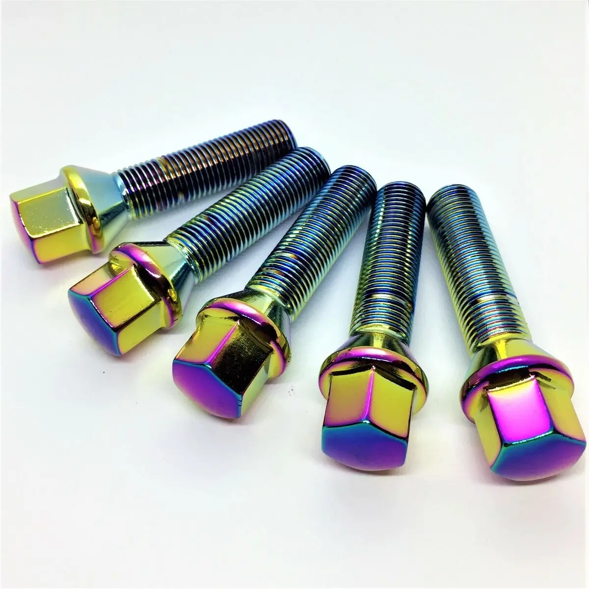Mevius Lug Bolts - Cone - 60 Deg Tap - M14x1.50 - Chrome Neon 1