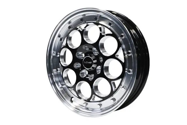 Vms Wheels Revolver 15X3.5 4X100/114.3 +10 Offset Black Milling Polished Lip Chrome Rivet Offsets - Vwre008 1